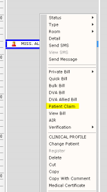 Select Patient Claim from the sub menu